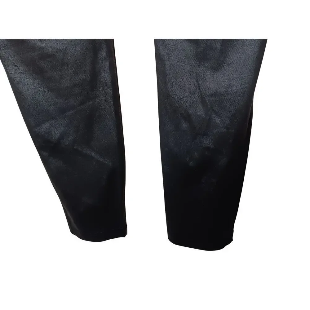 Free People OB1015172 Faux Suede Vegan Pants Size L Black Stretch Jegging
